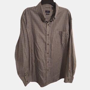 Arrow Plaid Long Sleeve Button Down Shirt Blue XL